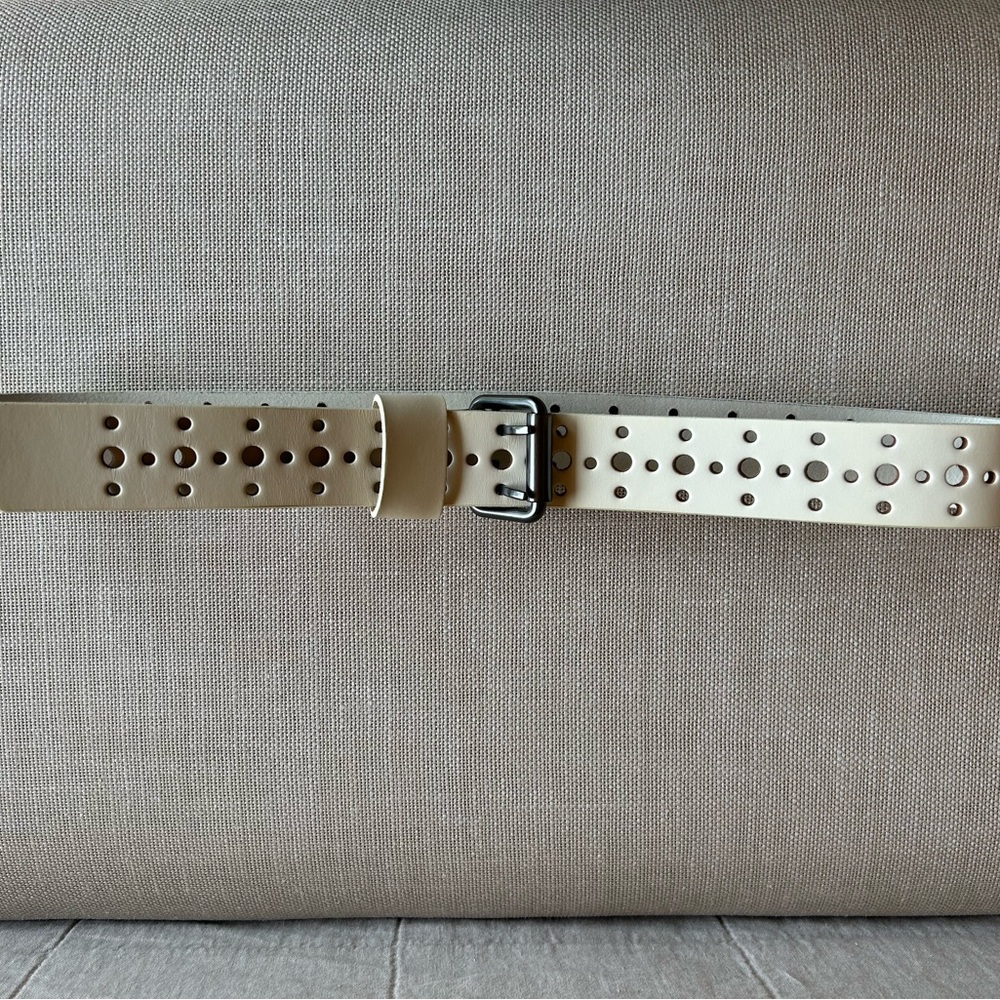 Cream Belt with Silver Buckle